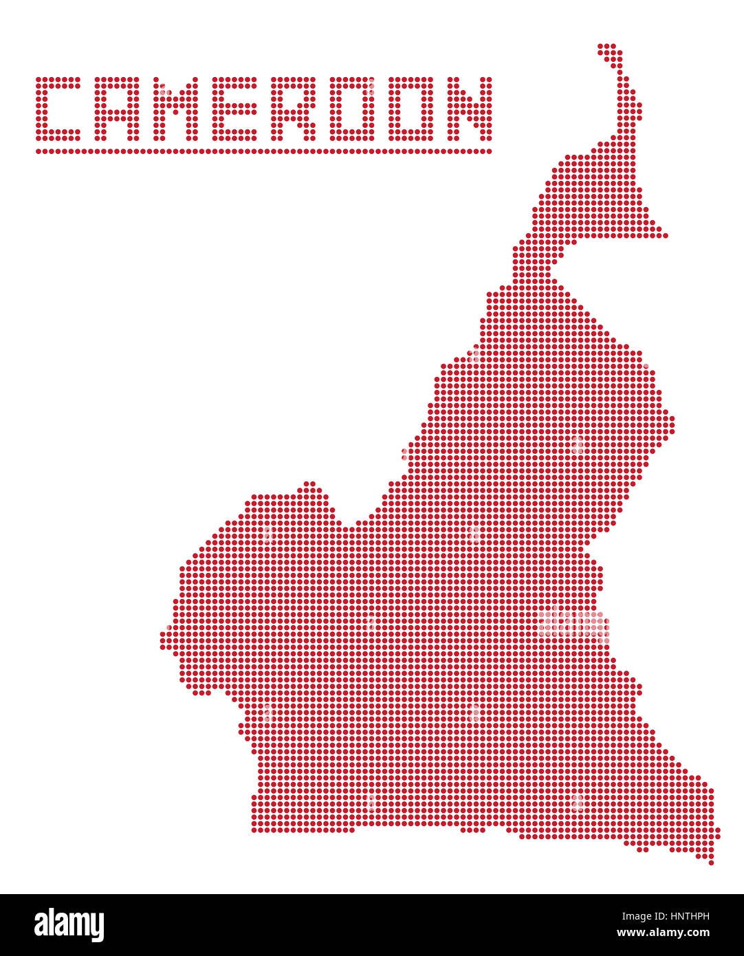 Una mappa di punti del Camerun isolato su uno sfondo bianco Foto Stock