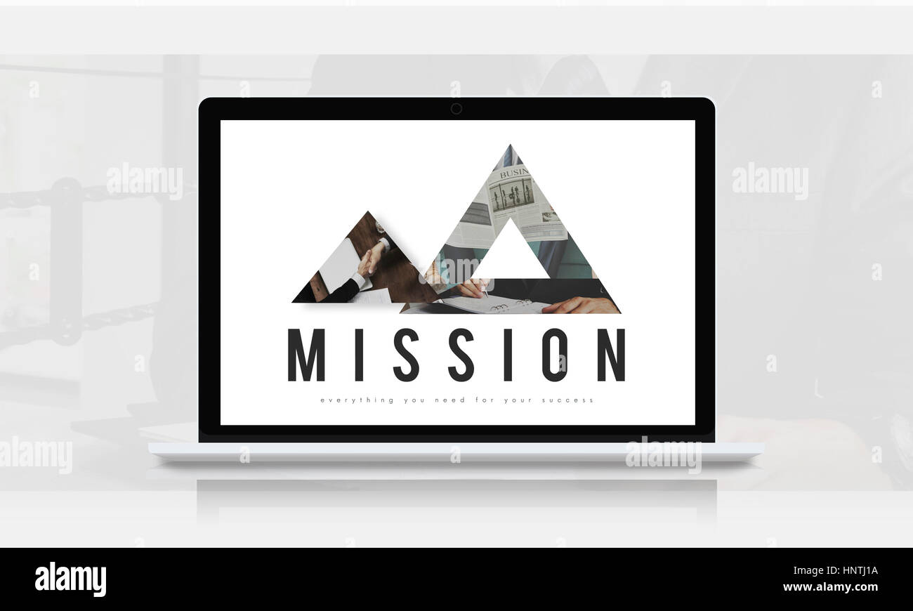 Missione Visione innovazione Obiettivo Leader Foto Stock