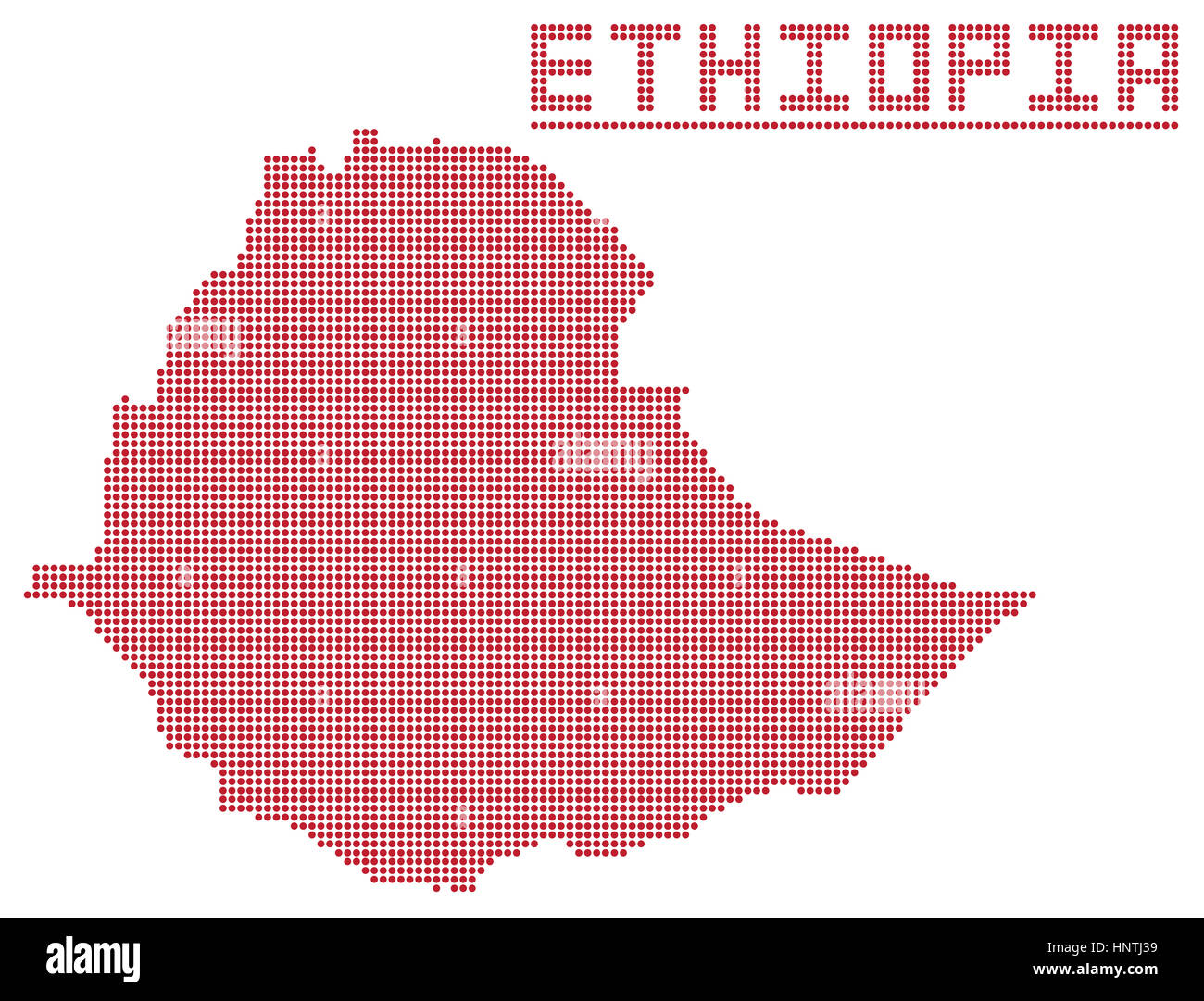 Una mappa di punti di Etiopia Africa isolato su uno sfondo bianco Foto Stock