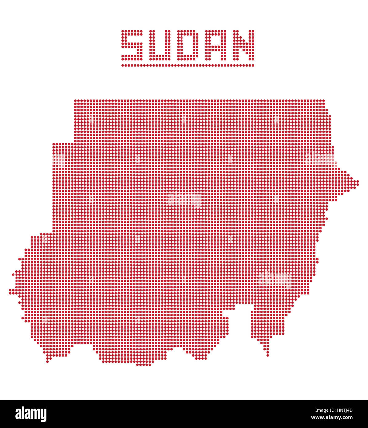 Una mappa di punti del Sudan Africa isolato su uno sfondo bianco Foto Stock