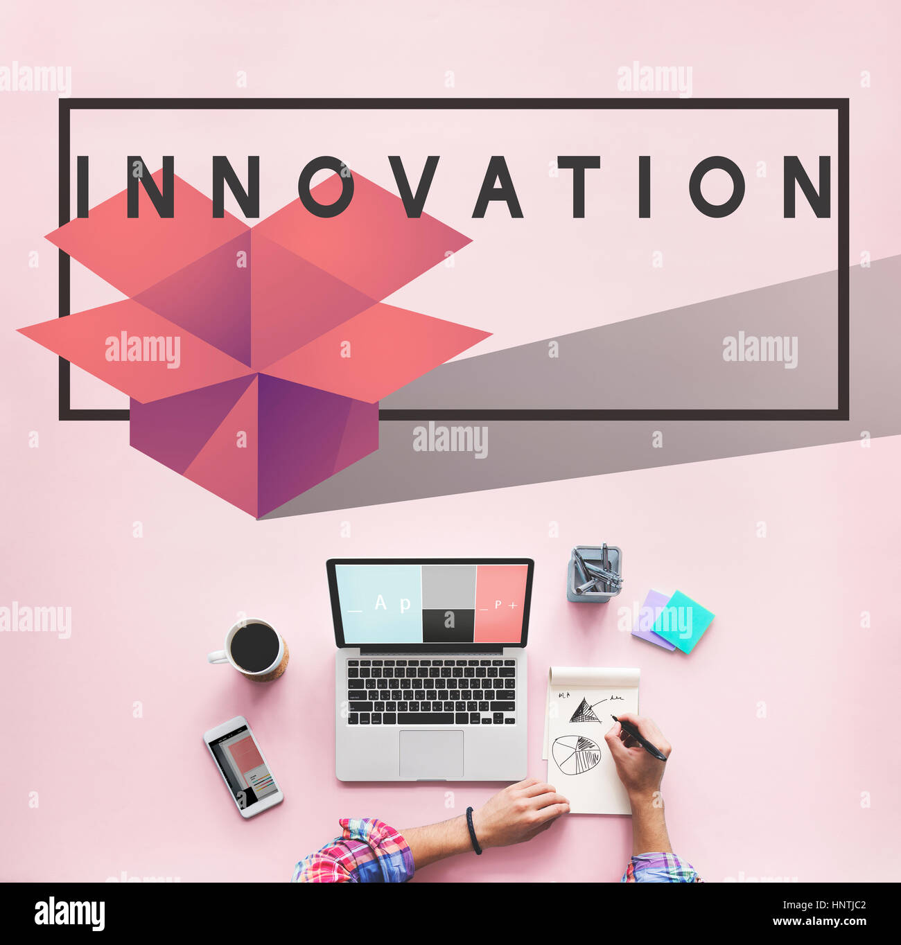 Il design creativo di idee di immaginazione e di concezione moderna Foto Stock