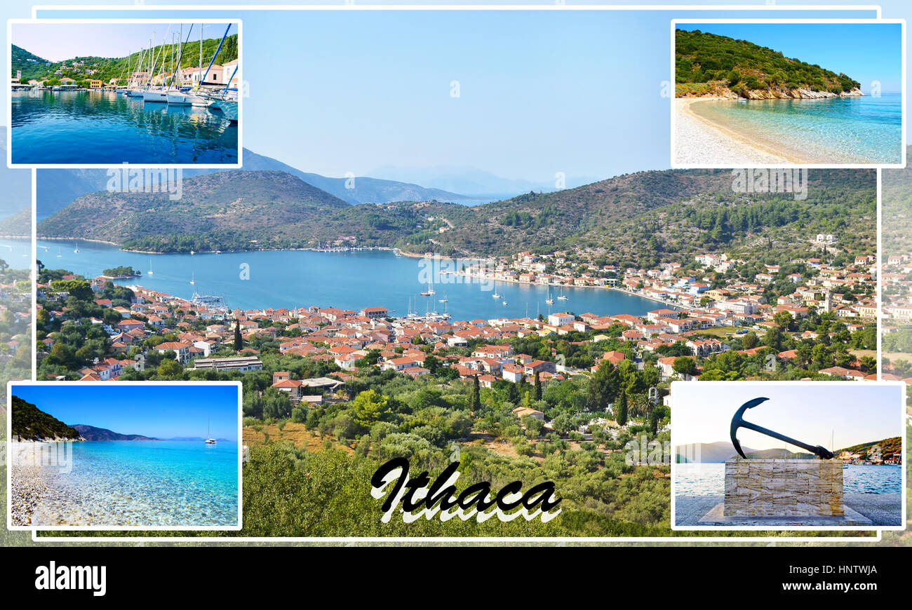 Photo Collage di Ithaca Grecia Foto Stock