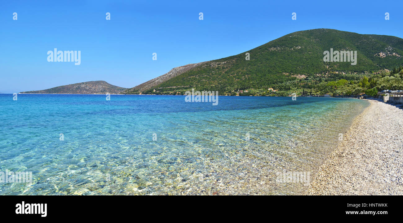 Il mare turchese ad Itaca beach Grecia Foto Stock