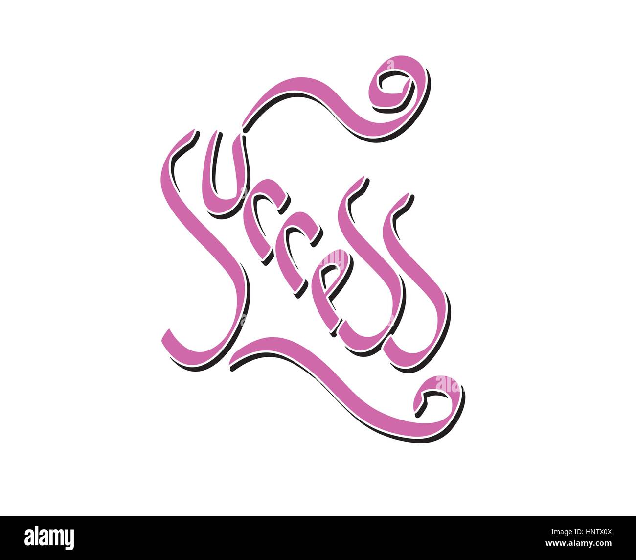 Il successo di parola di colore rosa su sfondo chiaro. Festosa atmosfera positiva design. Scritte a mano il testo. Illustrazione Vettoriale. Illustrazione Vettoriale