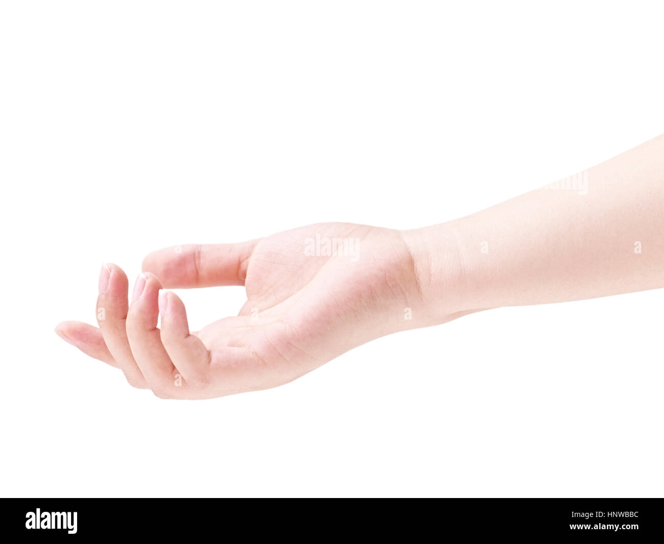 Rilassata mano umana isolati su sfondo bianco. Foto Stock