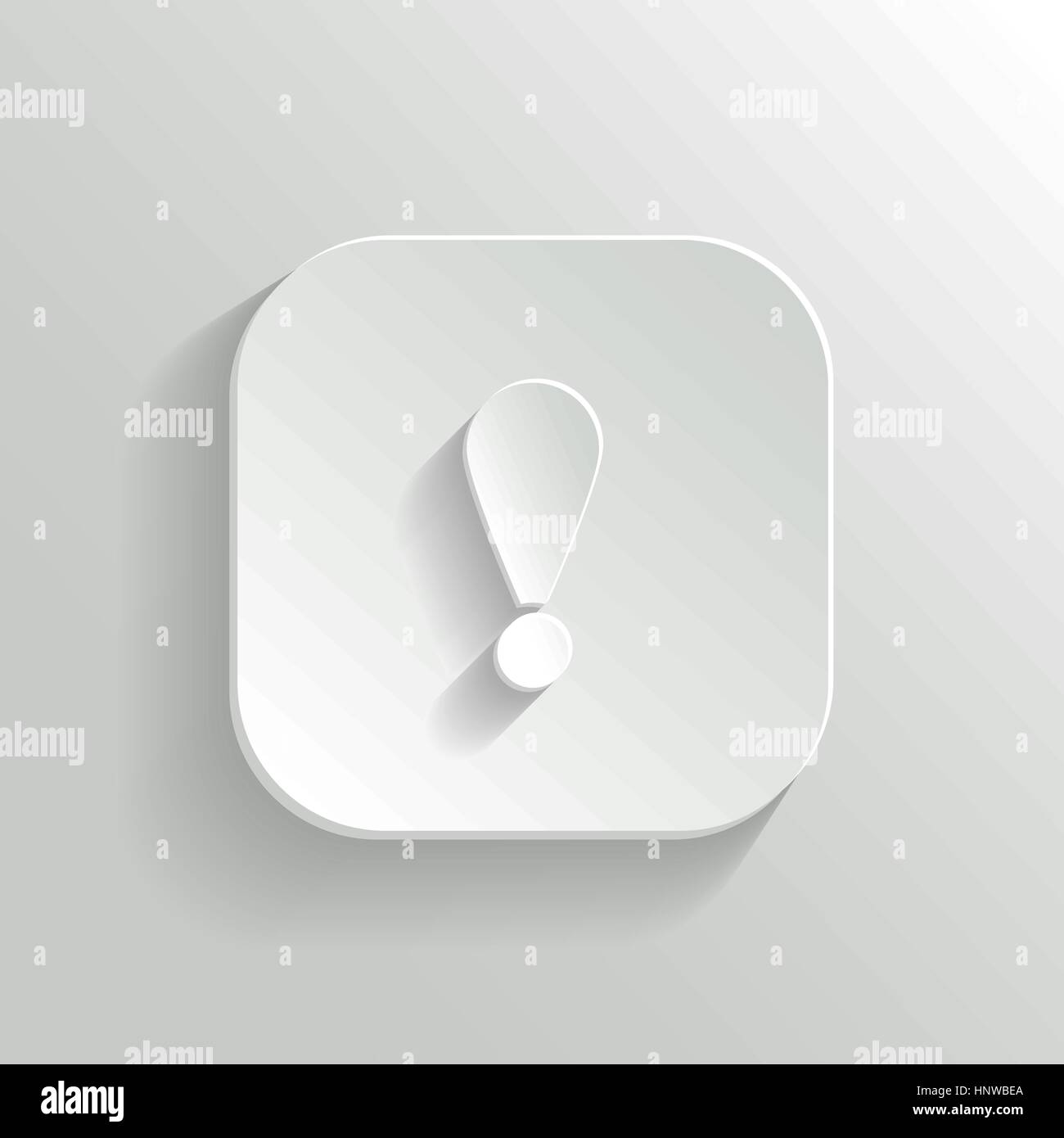 Icona Attenzione - vettore app bianco pulsante con ombra Illustrazione Vettoriale