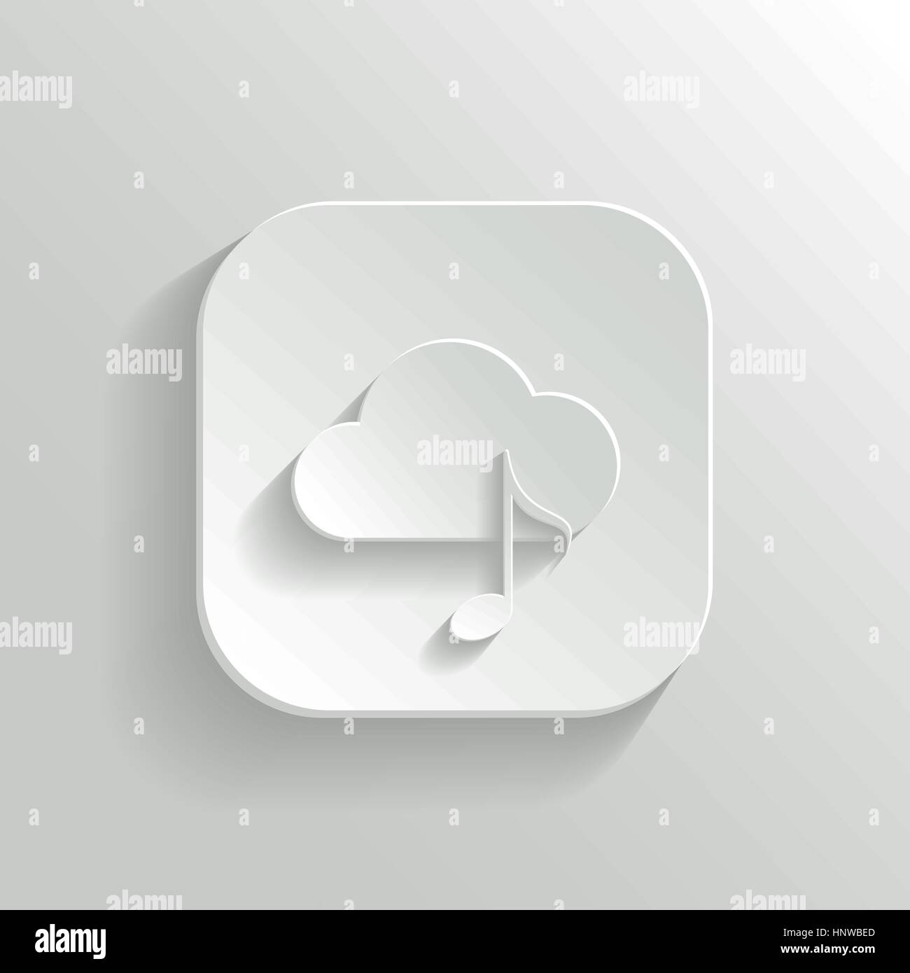 Icona a forma di nuvola - vettore app bianco pulsante con ombra Illustrazione Vettoriale