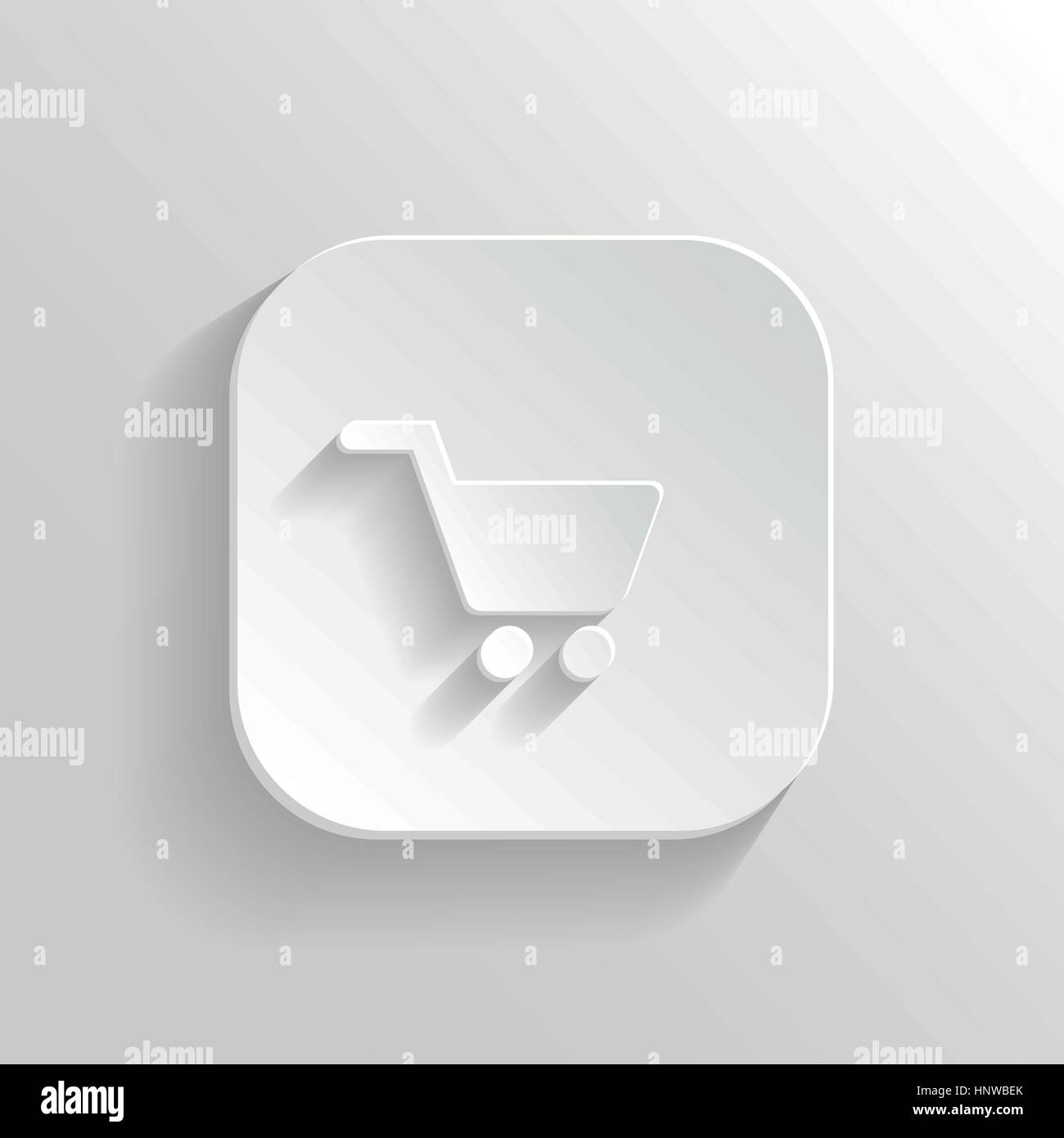 Icona del carrello - vettore app bianco pulsante con ombra Illustrazione Vettoriale