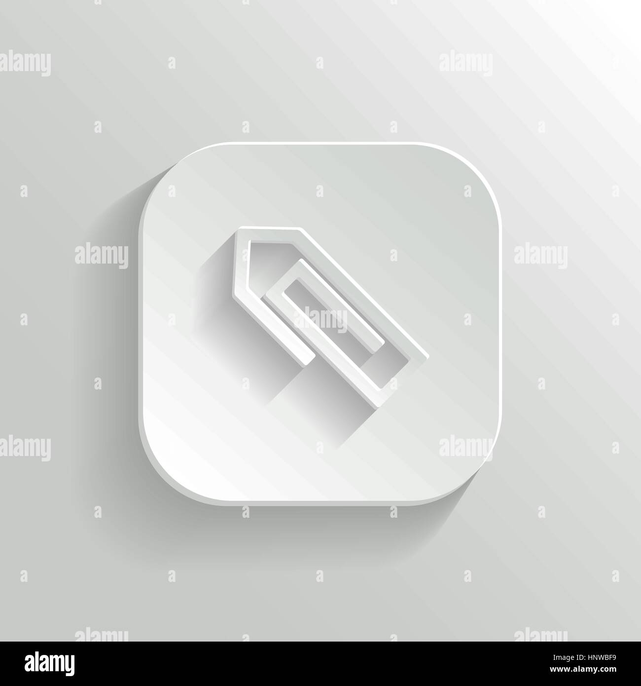 Icona a forma di graffetta - vettore app bianco pulsante con ombra Illustrazione Vettoriale