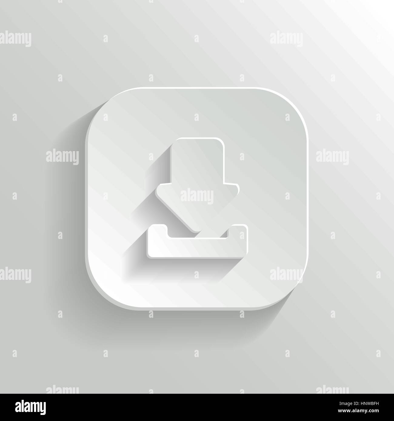 Icona di download - vettore app bianco pulsante con ombra Illustrazione Vettoriale