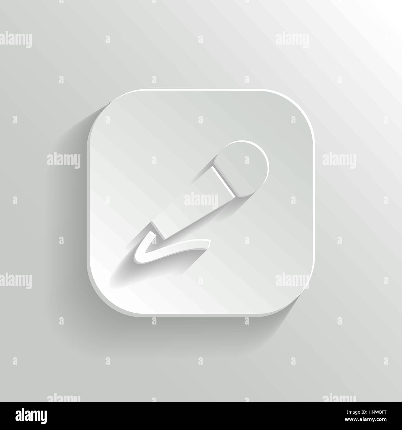 Icona a forma di microfono - vettore app bianco pulsante con ombra Illustrazione Vettoriale