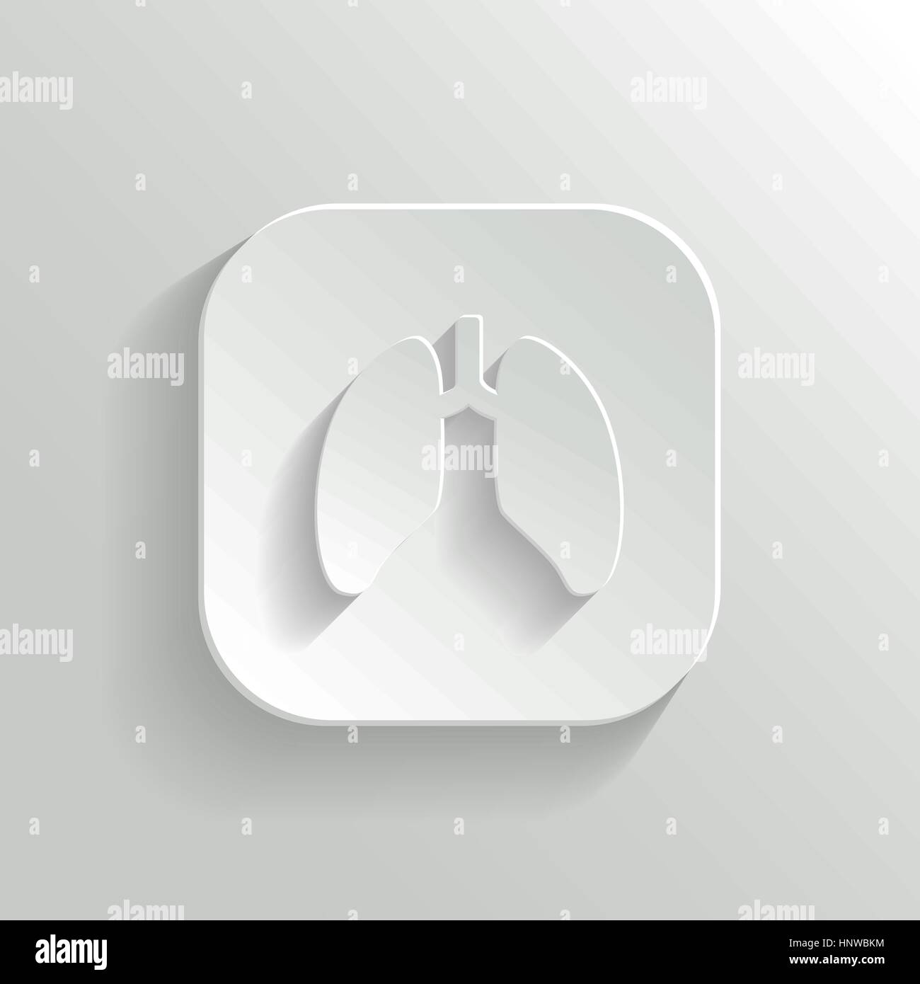 Icona dei polmoni - vettore app bianco pulsante con ombra Illustrazione Vettoriale