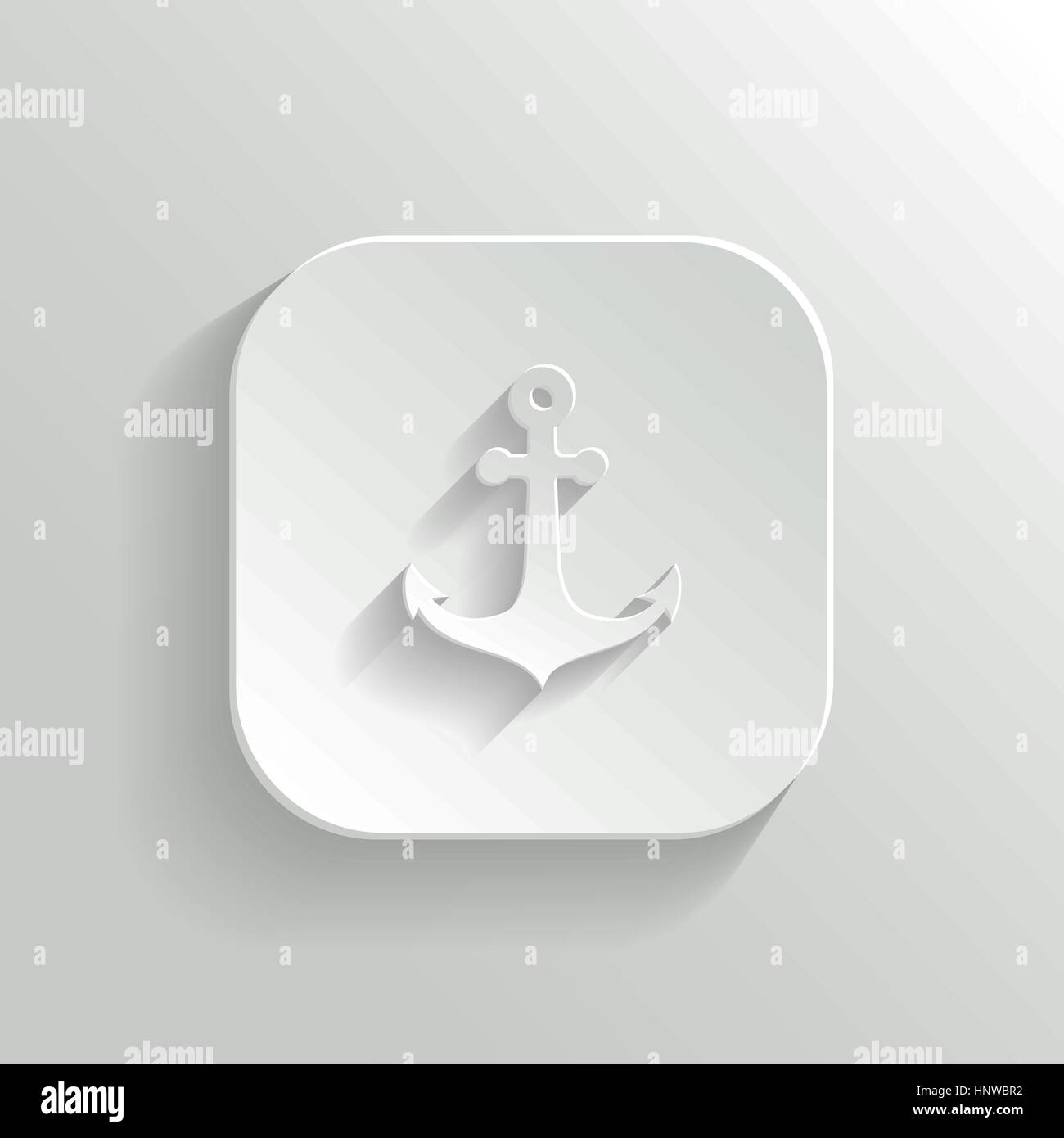 Icona di ancoraggio - vettore app bianco pulsante con ombra Illustrazione Vettoriale