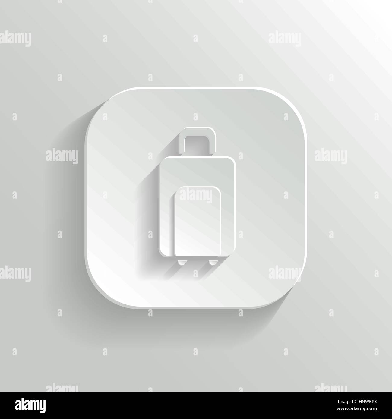 Icona di bagagli - vettore app bianco pulsante con ombra Illustrazione Vettoriale