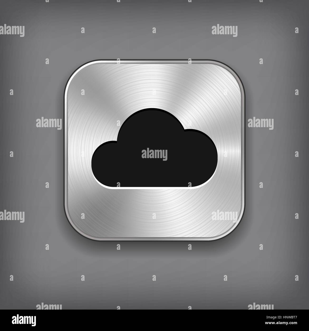 Il cloud computing icona - vettore app in metallo con il pulsante ombra Illustrazione Vettoriale