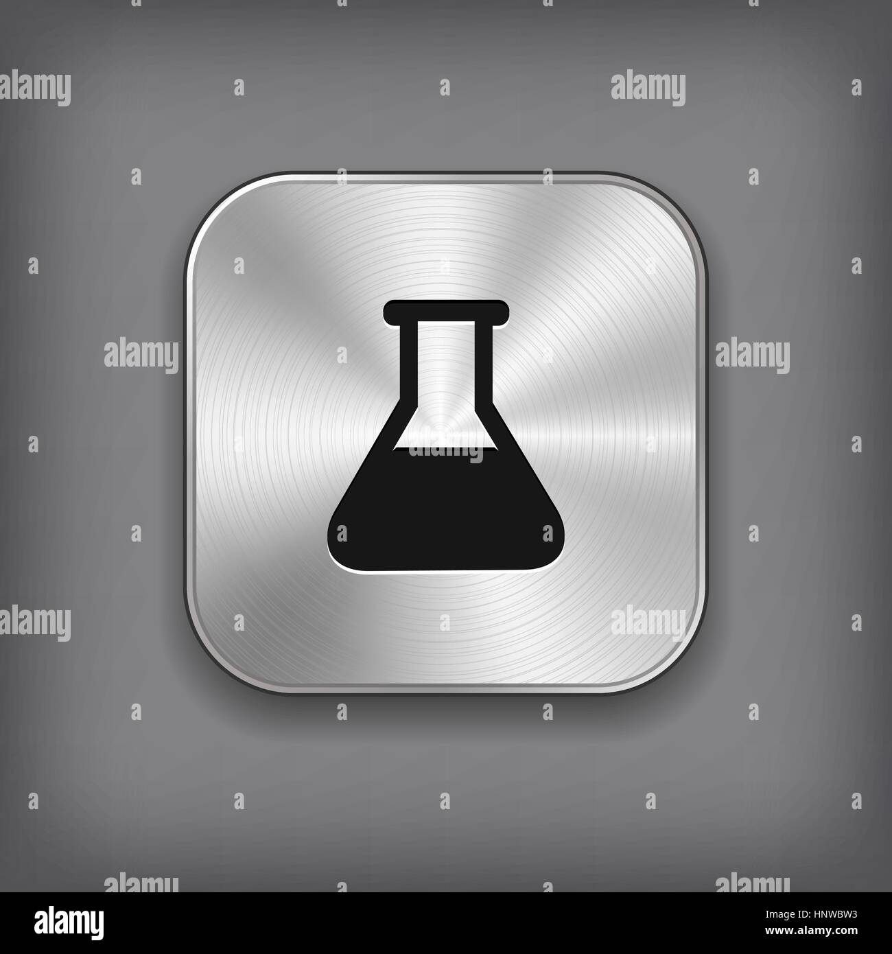 Attrezzature di laboratorio icona - vettore app in metallo con il pulsante ombra Illustrazione Vettoriale