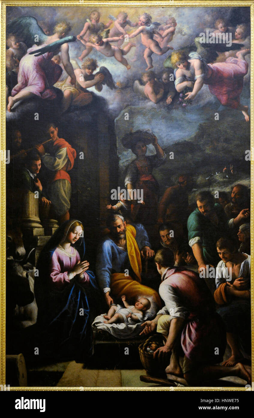 Fabrizio Santafede (1560-1635). Pittore italiano. La Adorazione dei pastori, 1613. Museo di Capodimonte, Napoli, Italia. Foto Stock