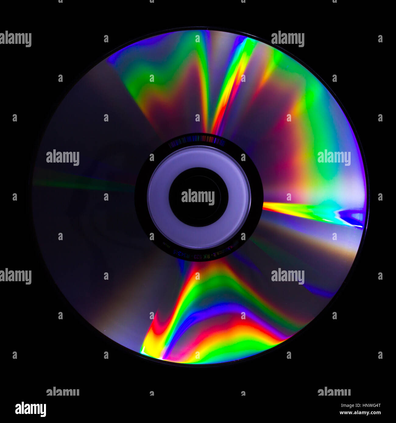 La luce riflessa da un CD è una raccolta di colori psichedelici Foto Stock