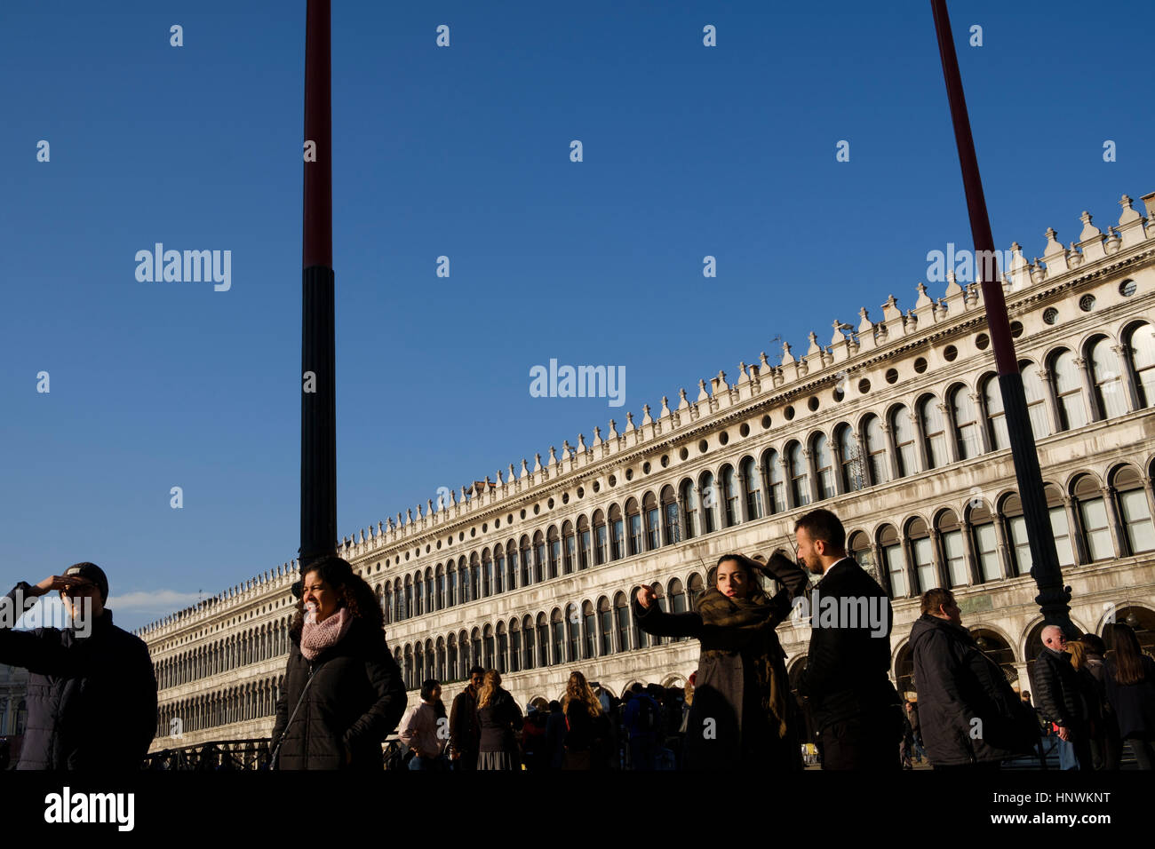 Turisti in Piazza San Marco, Venezia, Italia. Foto Stock