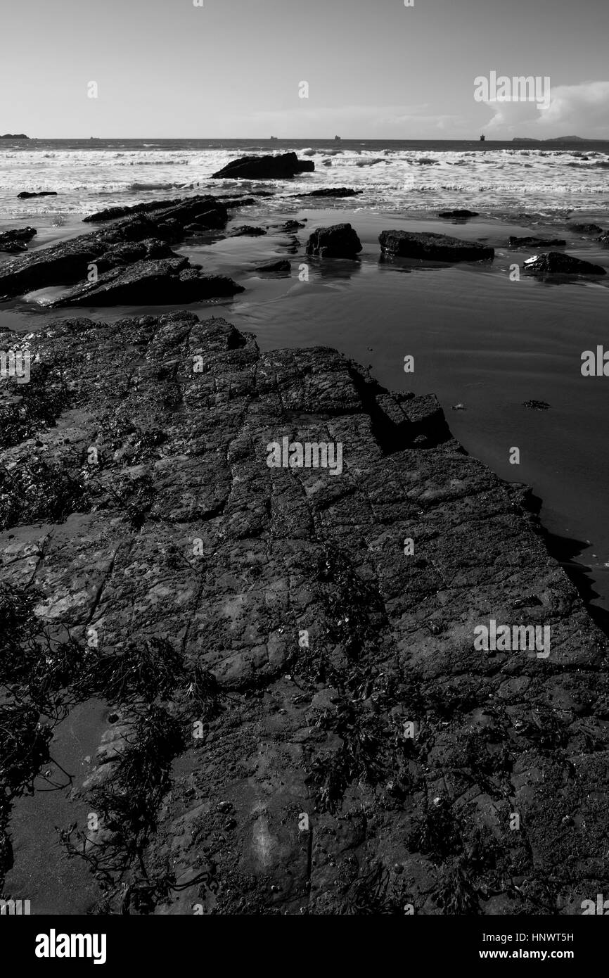 Le formazioni rocciose sulle spiagge nel Regno Unito Foto Stock
