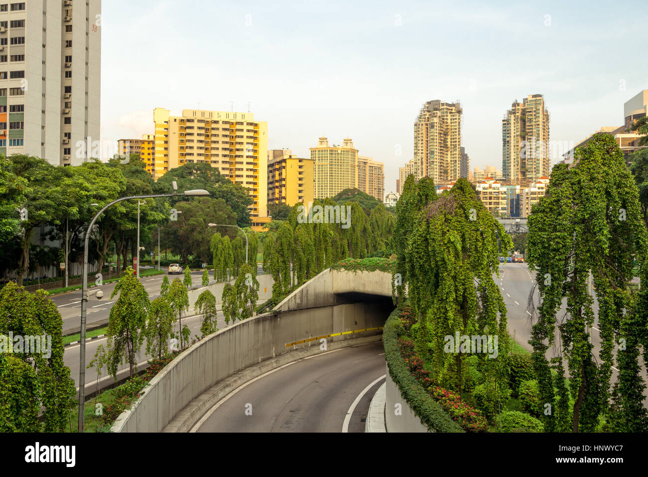 Camminare sulla mattina di Singapore. I punti di riferimento e memoriali Foto Stock