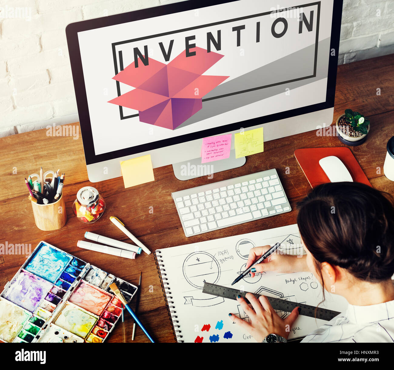 Il design creativo di idee di immaginazione e di concezione moderna Foto Stock