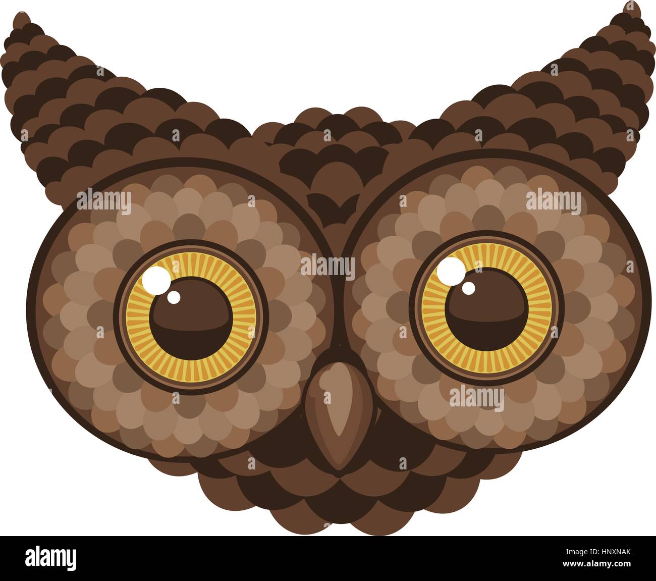 Staring Owl testa illustrazione vettoriale. Illustrazione Vettoriale