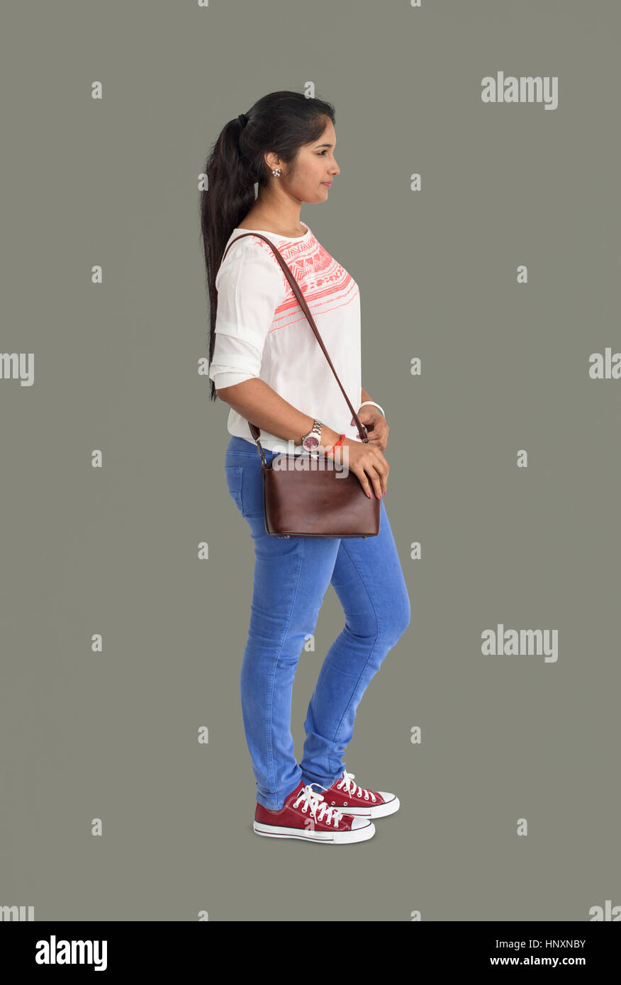 Studio spara persona gesto Lifestyle Foto Stock