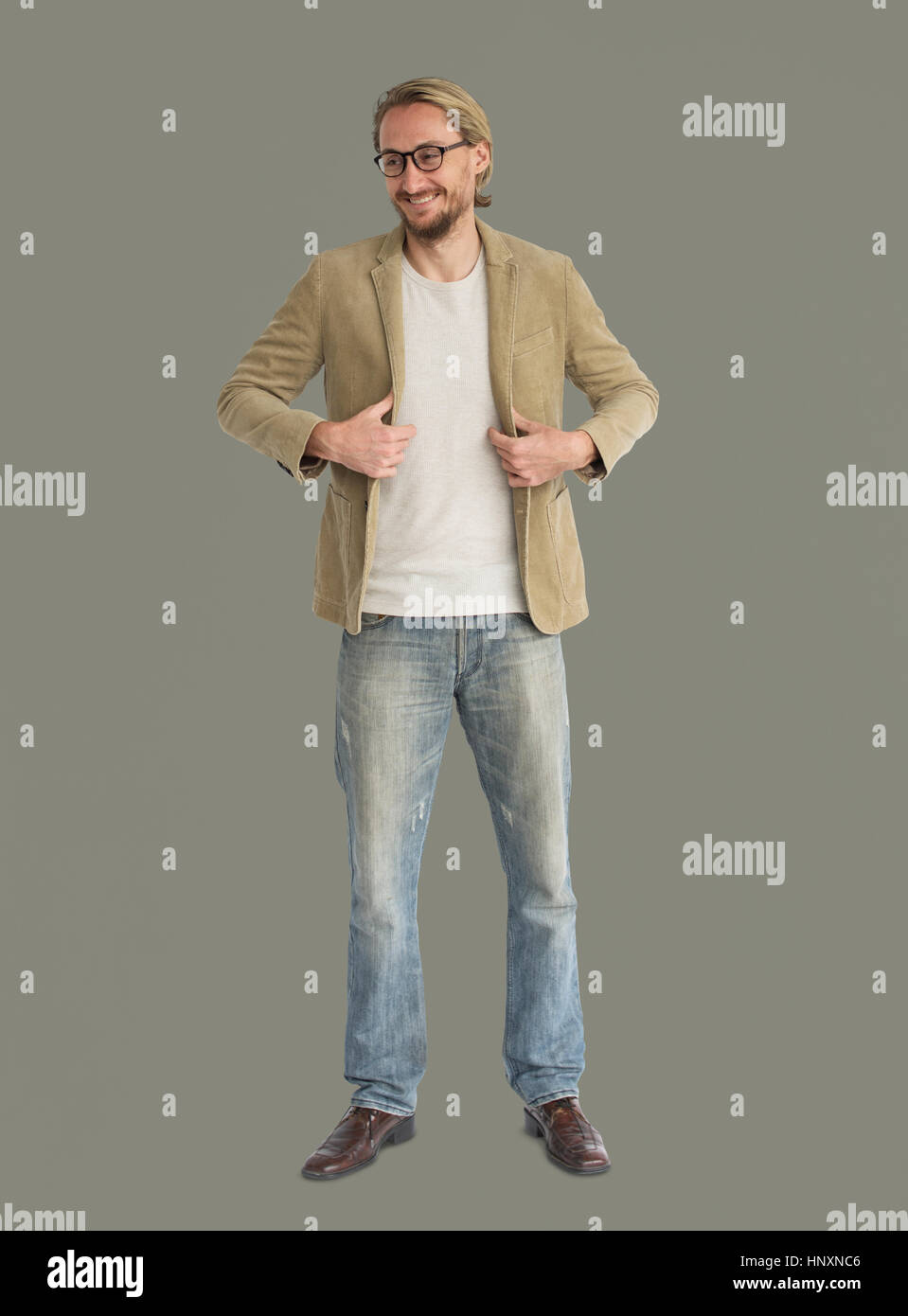 Studio spara persona gesto Lifestyle Foto Stock