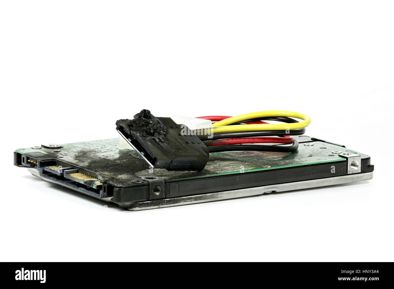 Carbonizzati disco rigido isolato su sfondo bianco Foto Stock