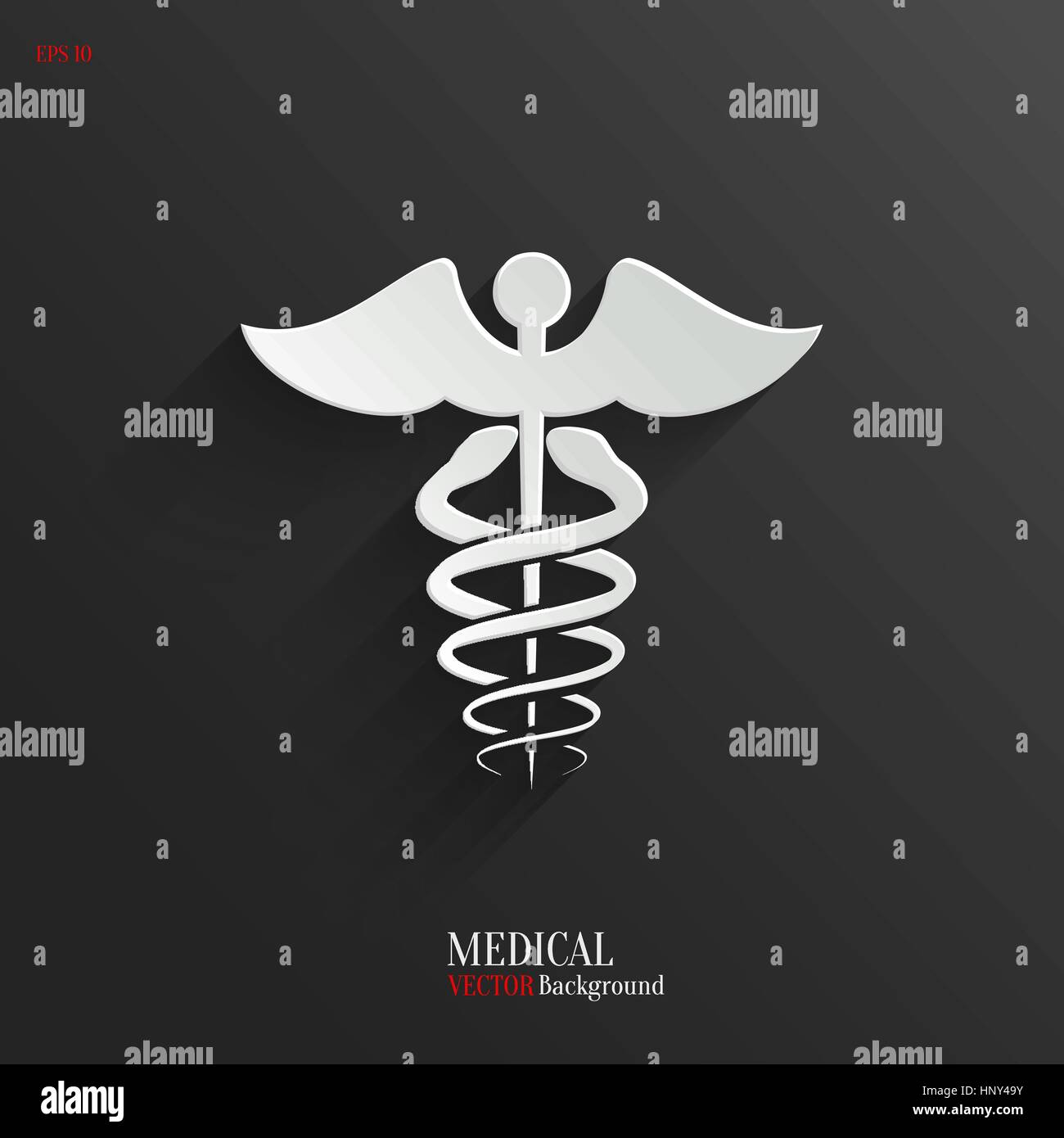 Caduceo simbolo medico- vettore icona web su sfondo scuro Illustrazione Vettoriale