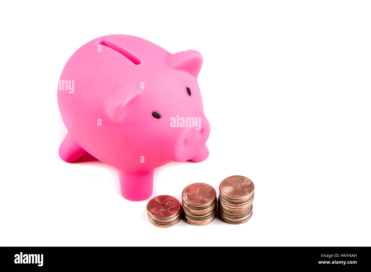 Piggybank isolati su sfondo bianco Foto Stock