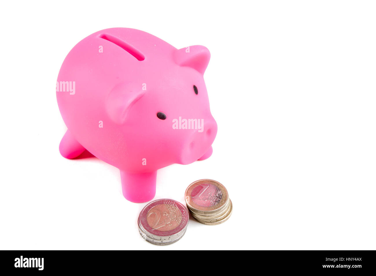 Piggybank isolati su sfondo bianco Foto Stock