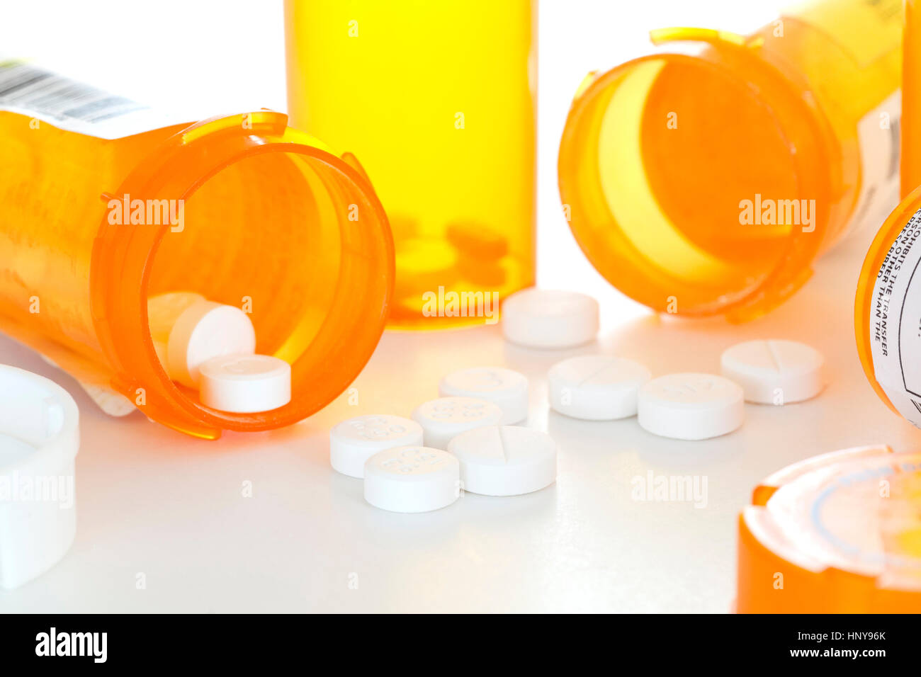 La prescrizione di farmaci, pillole, oppioidi, bottiglie - USA Foto Stock