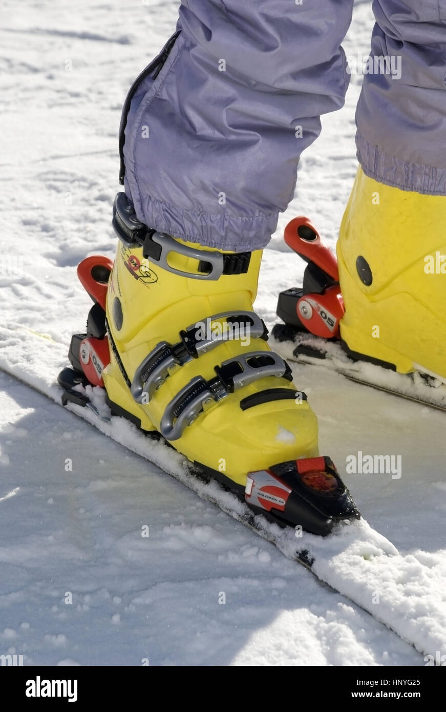 Modello di rilascio , sorta in Skischuhen - scarponi Foto Stock