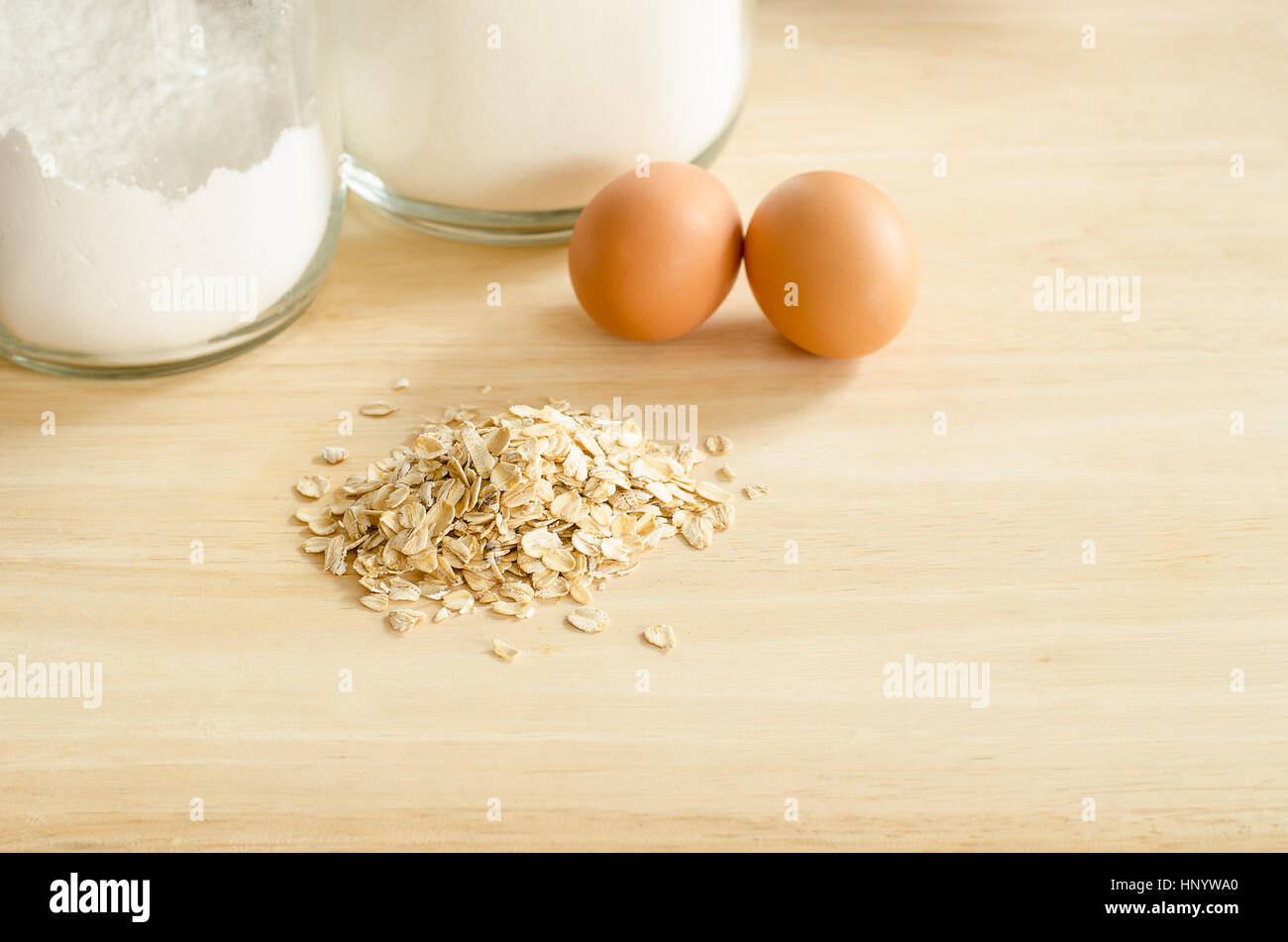 Fiocchi d'avena e cottura Ingredienti Foto Stock