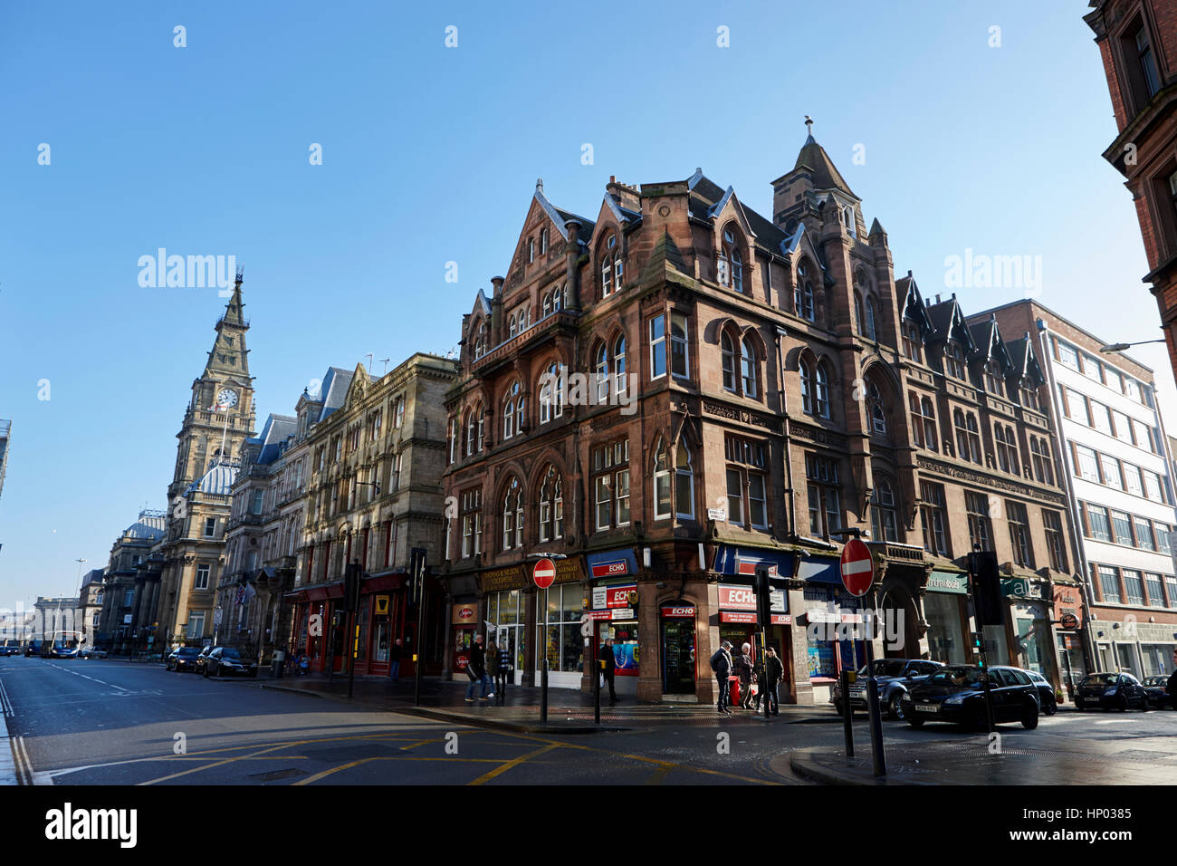 Dale Street commerciale area di conservazione di giunzione con Stanley Street con edificio muskers Liverpool City Centre Regno Unito Foto Stock