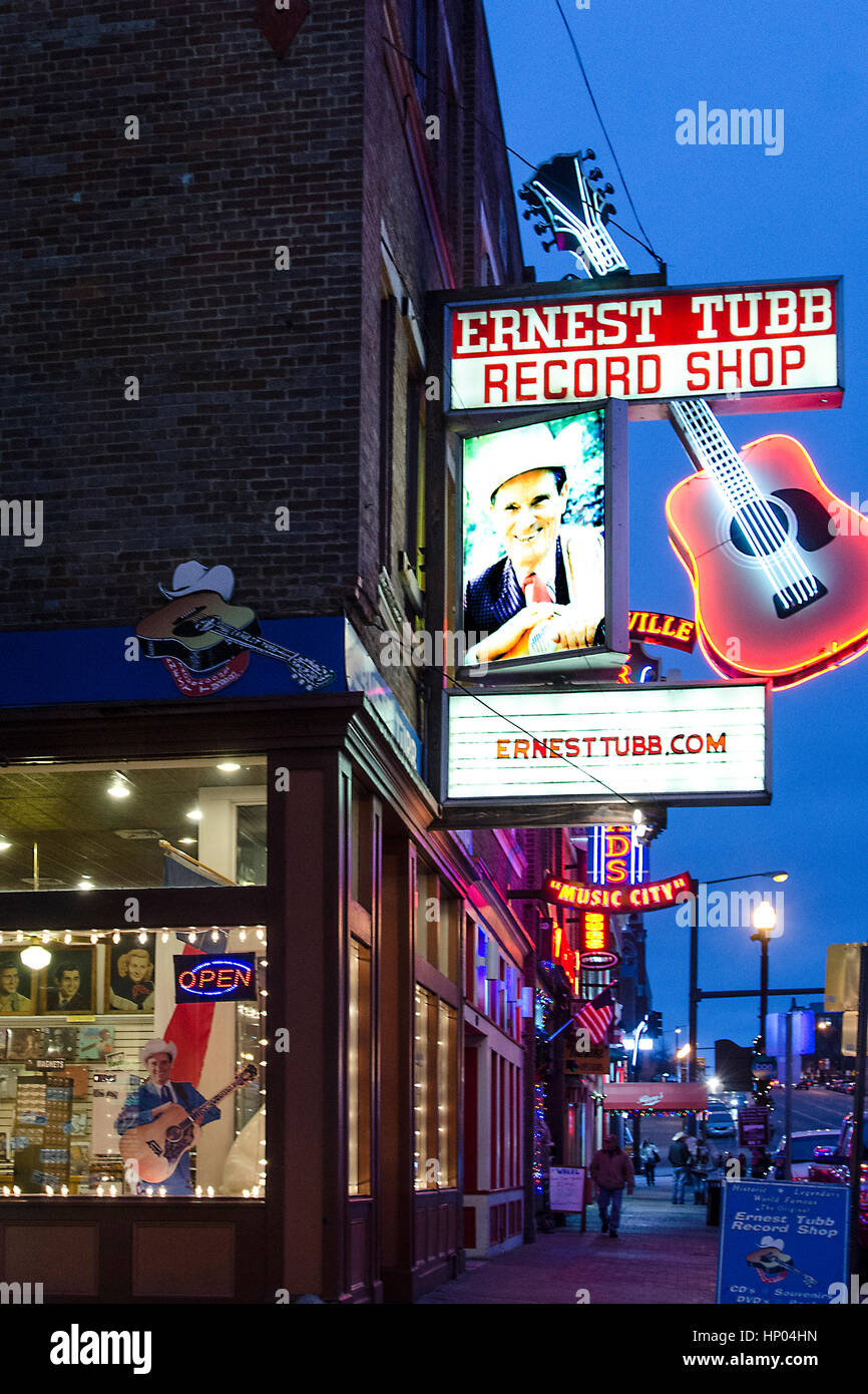 Ernest Tubb Record Shop segno, Nashville, Tennessee Foto Stock