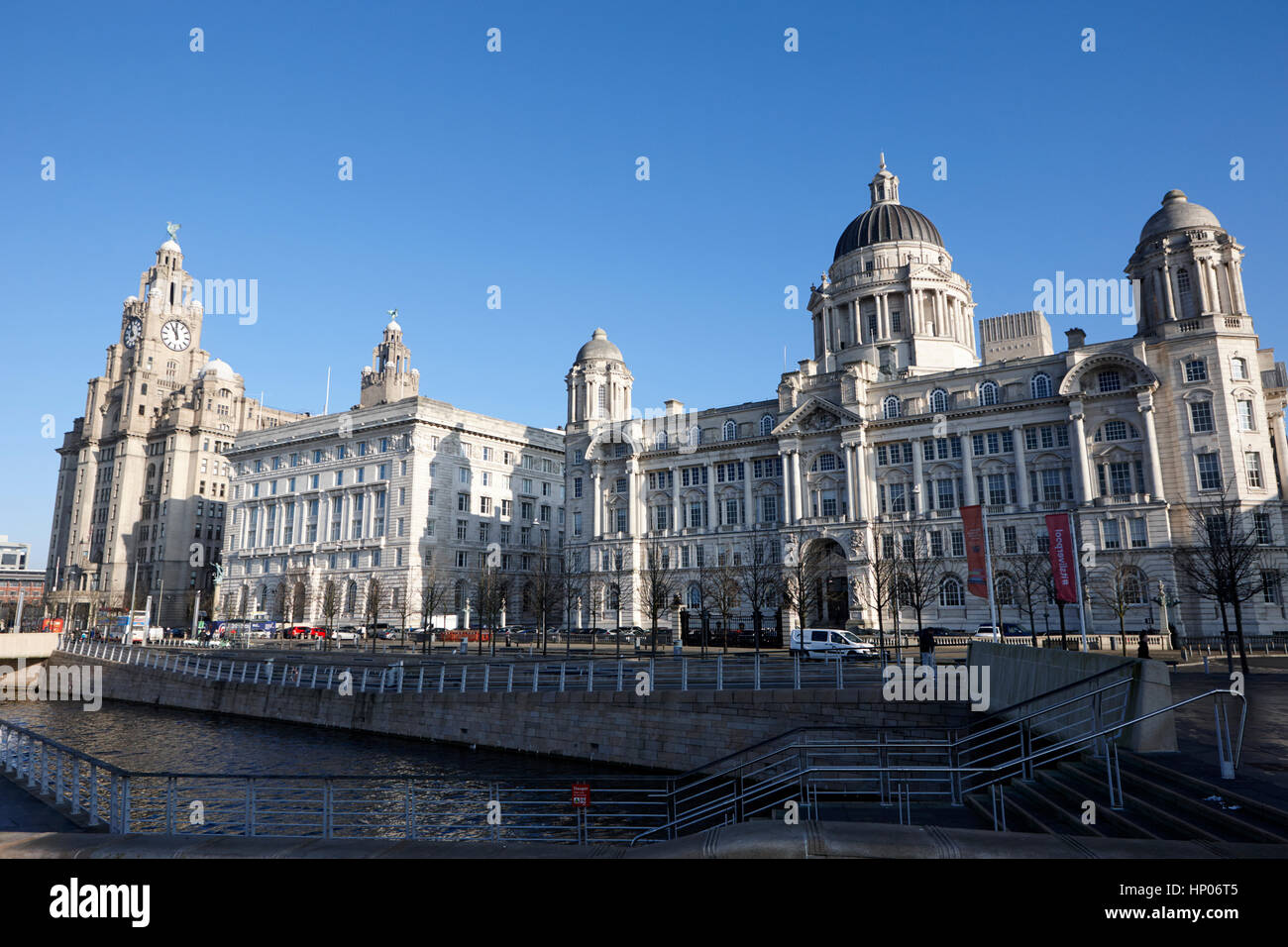 Le tre grazie liver building cunard building porto di Liverpool edificio pier head palazzi Liverpool Regno Unito Foto Stock