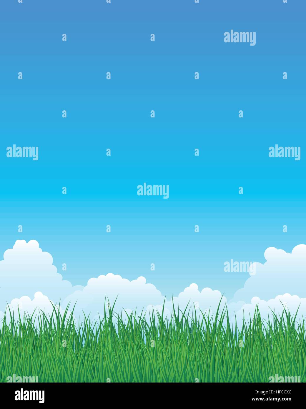 Prato, nuvole e cielo estate sfondo illustrazione vettoriale Illustrazione Vettoriale