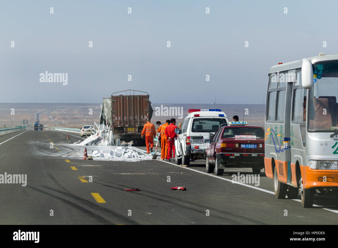 Incidente stradale in G 312 in Cina. Foto Stock