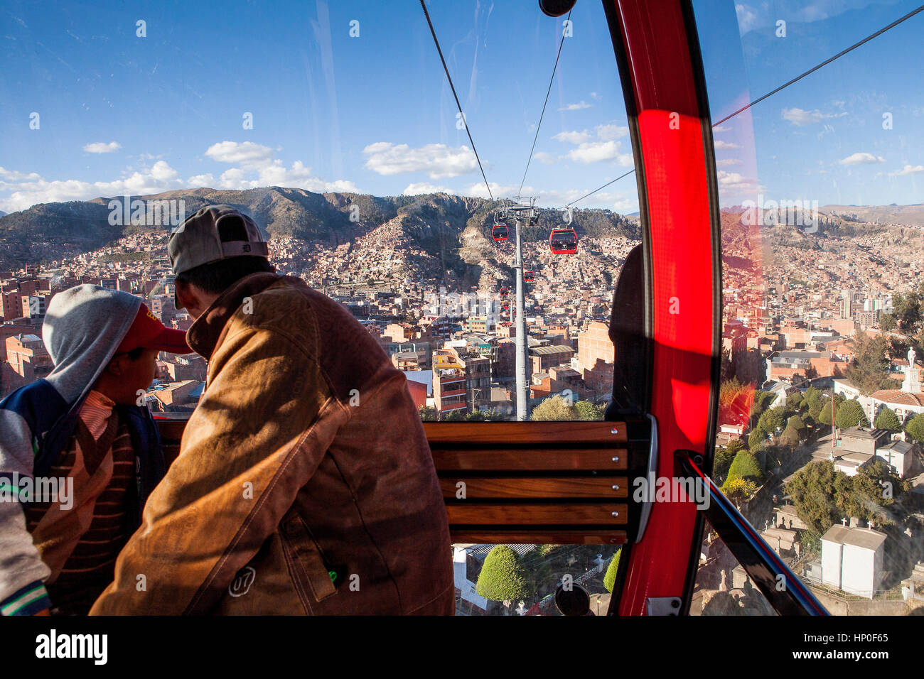 Vista panoramica dalla funivia a El Alto, la Paz, Bolivia Foto Stock