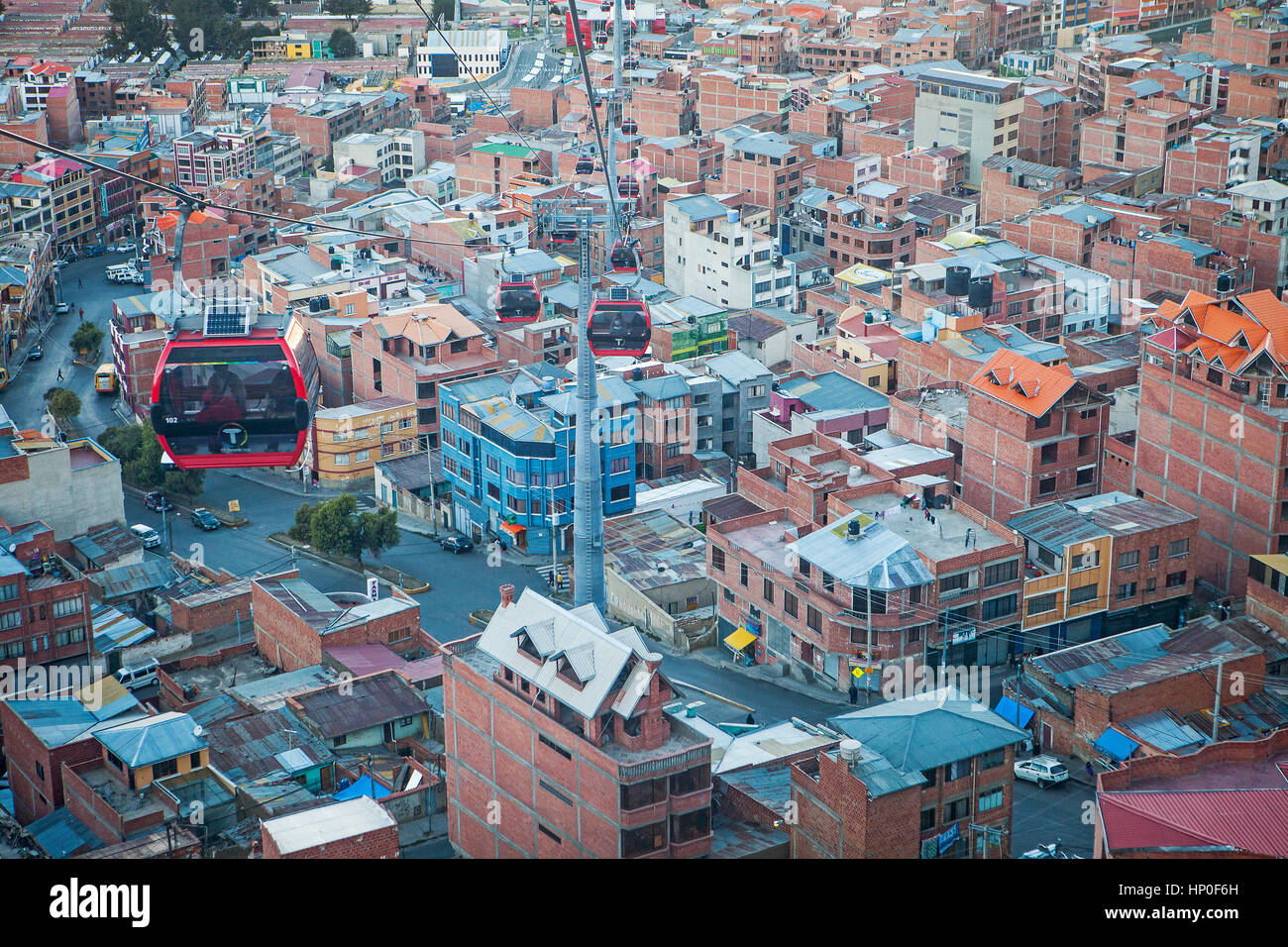 Vista panoramica, funivia a El Alto, La Paz, Bolivia Foto Stock