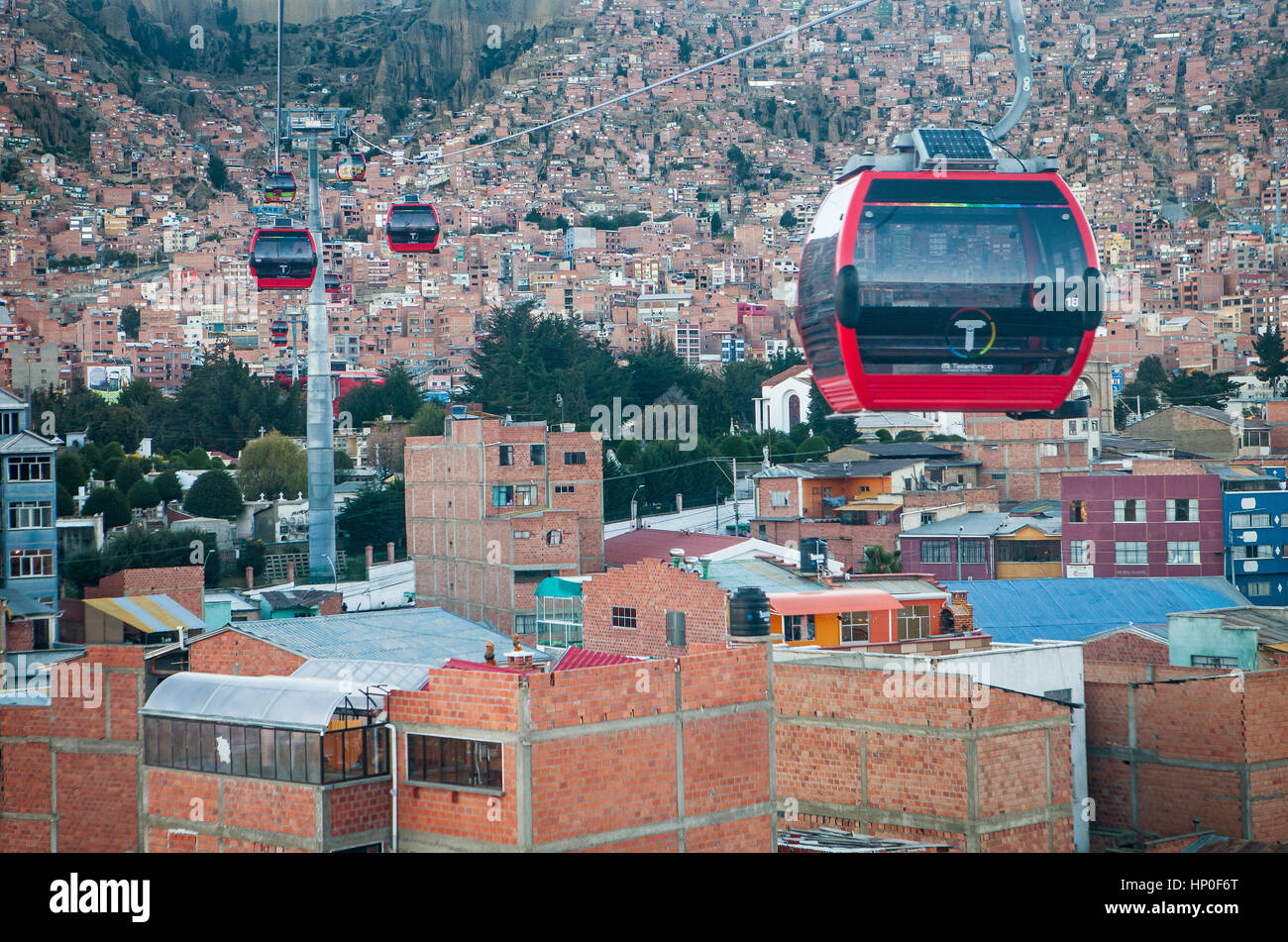 Vista panoramica, funivia a El Alto, La Paz, Bolivia Foto Stock
