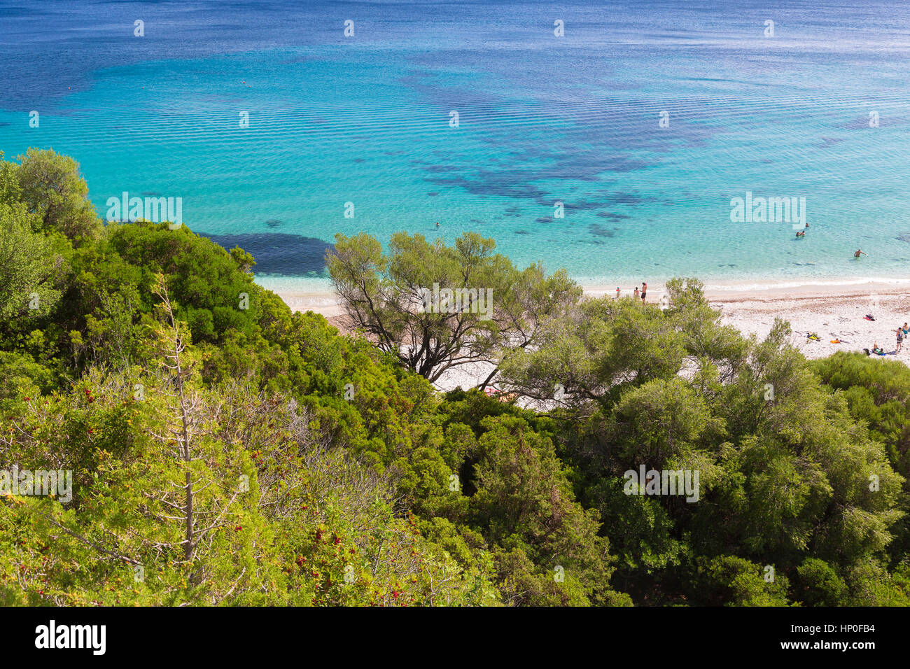 La piccola spiaggia di Cala Fuili, Golfo di Orosei, il Parco Nazionale del Gennargentu, Nuoro Sardegna, Italia. Foto Stock