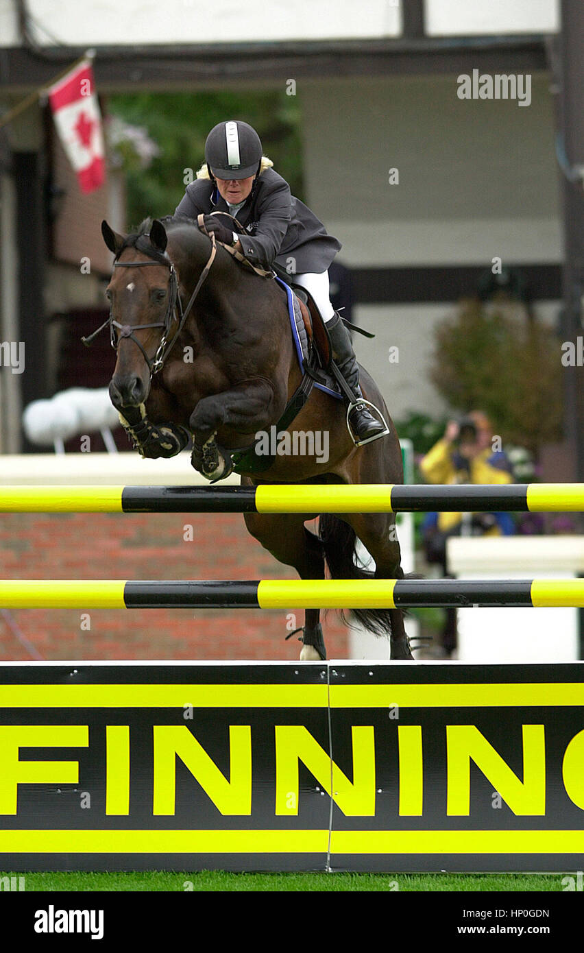 CSIO Masters, Abete Prati, settembre 2001, Jessica Kurten (IRE) riding Pavo N Foto Stock