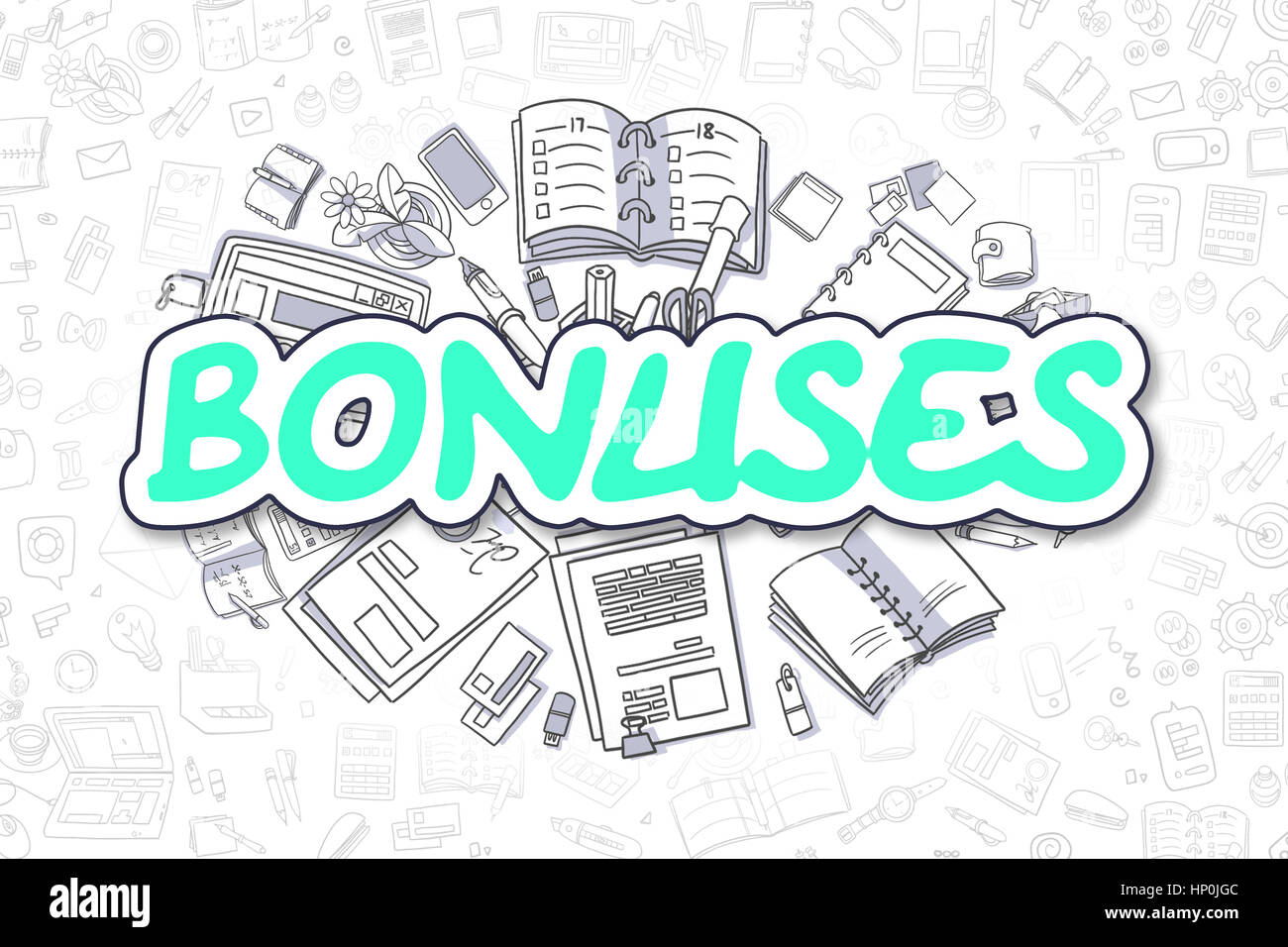 Bonus - Cartoon parola verde. Il concetto di business. Foto Stock