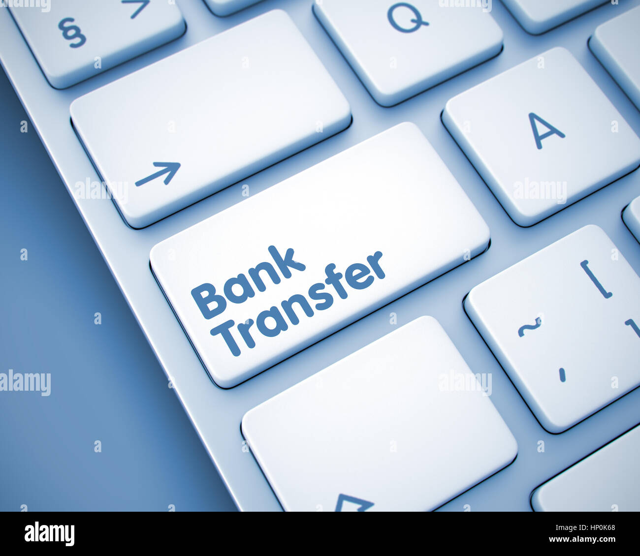 Bonifico bancario - Il messaggio sul tasto della tastiera. 3D. Foto Stock