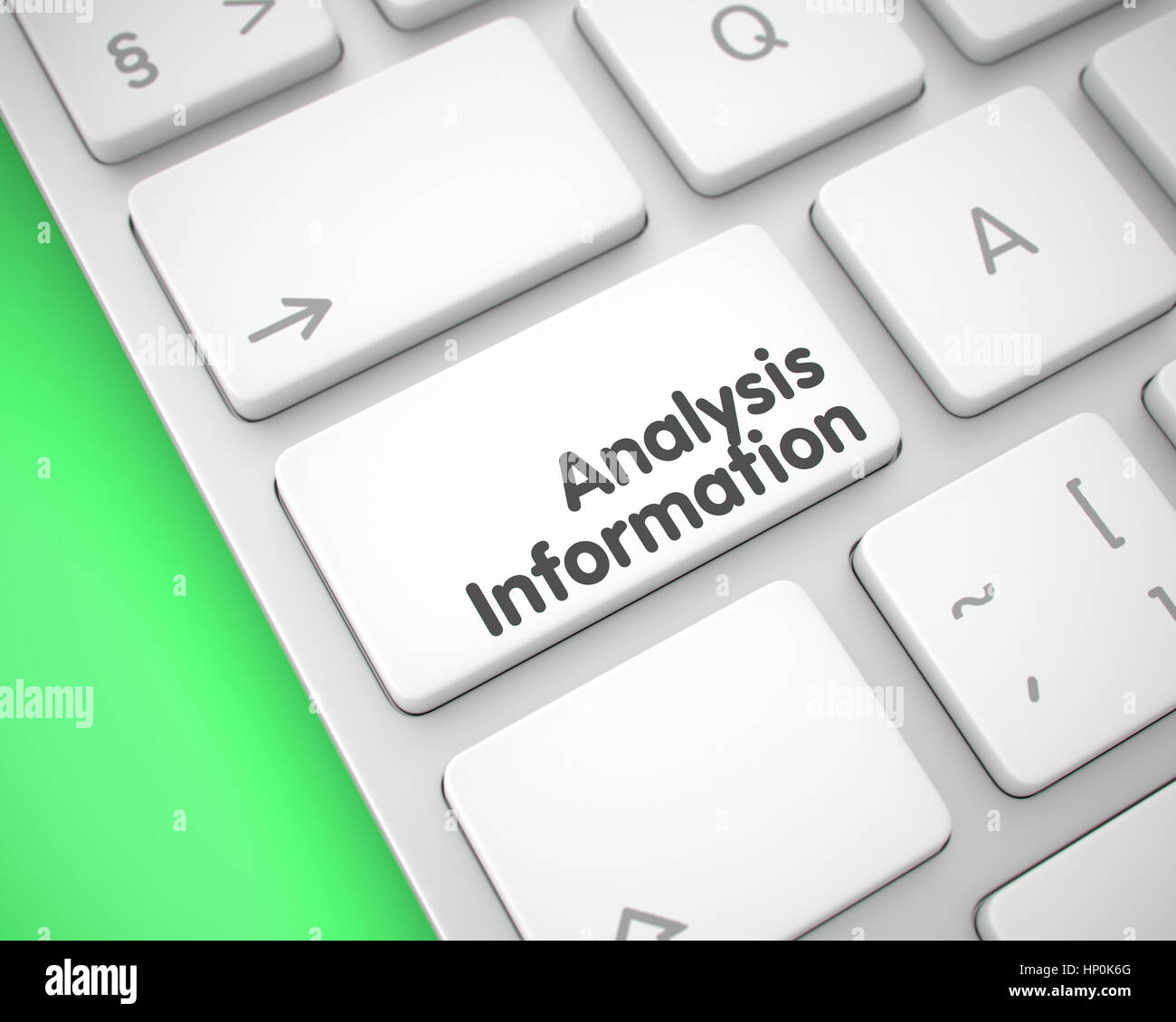 Le informazioni di analisi - iscrizione sul bianco tastiera Tastiera. 3D. Foto Stock