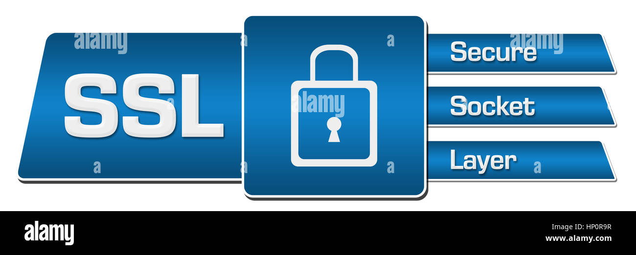 SSL - Secure Socket Layer blu quadrati arrotondati in orizzontale Foto Stock